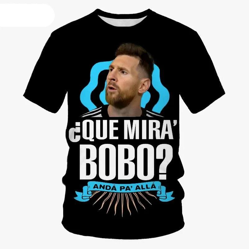 Messi Same Style Que Mira Bobo 3d T Shirt New Summer Tops Unisex White and Black Fashion Casual Short Sleeve T-shirt Hot Selling#Color