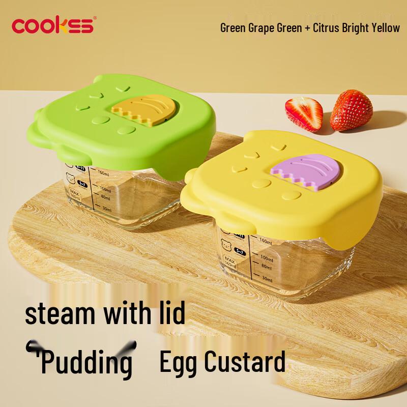 COOKSS Glass Baby Food Steamer & Storage Bowls (2-Pack)