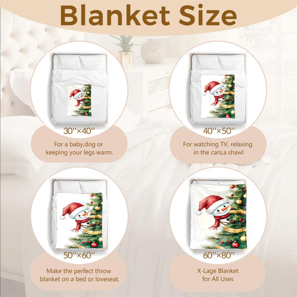 1pc Merry Christmas Tree Snowman Printed Blanket Quality Soft Warm Throw Blanket Winter Kids Couch Bed Fluffy Bedspread New Year