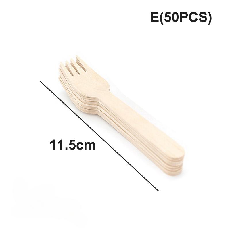 50/100pcs Disposable Wooden Mini Forks Spoons Knives Wooden Tableware Suitable For Parties Camping Banquets Weddings Picnics