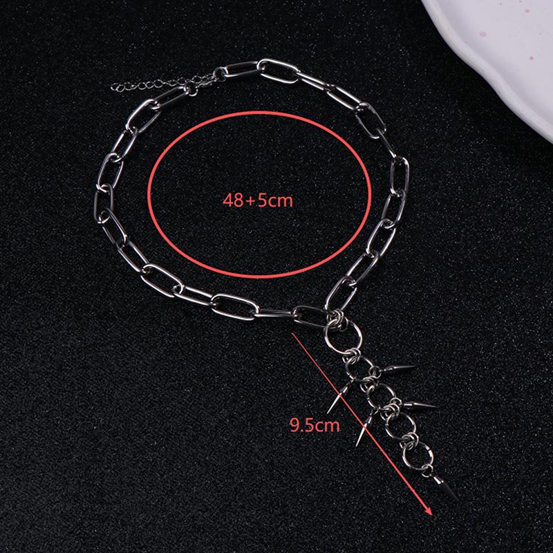 Goth Spiky Round Link Chain Choker For Women Men Punk Y2K Titanium Steel Rivet Cone Necklace Grunge Aesthetic Jewelry Gift