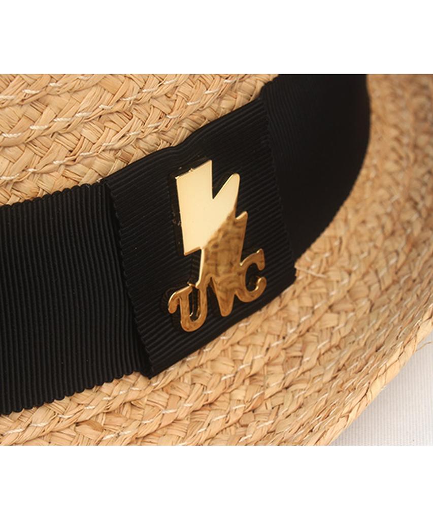 Yunibeosyeolkemiseuteuli Bu Raffia Line Beige Fedora Summer Hat