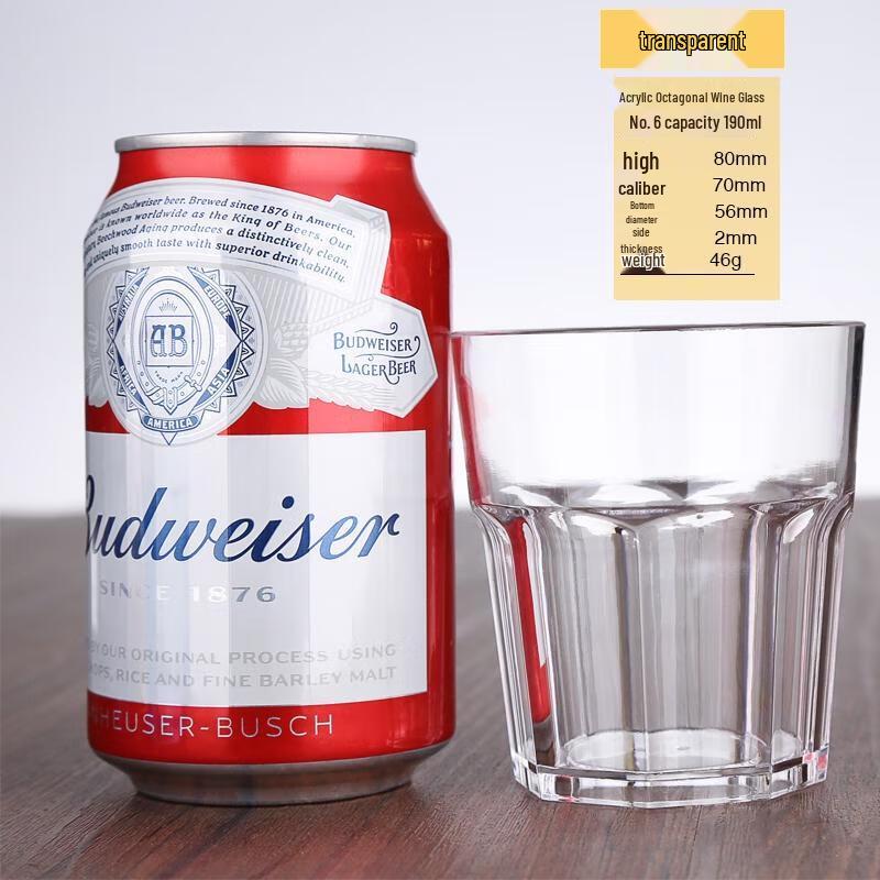 HANDUNYOU Drop-Resistant Acrylic Octagonal Beer Mug