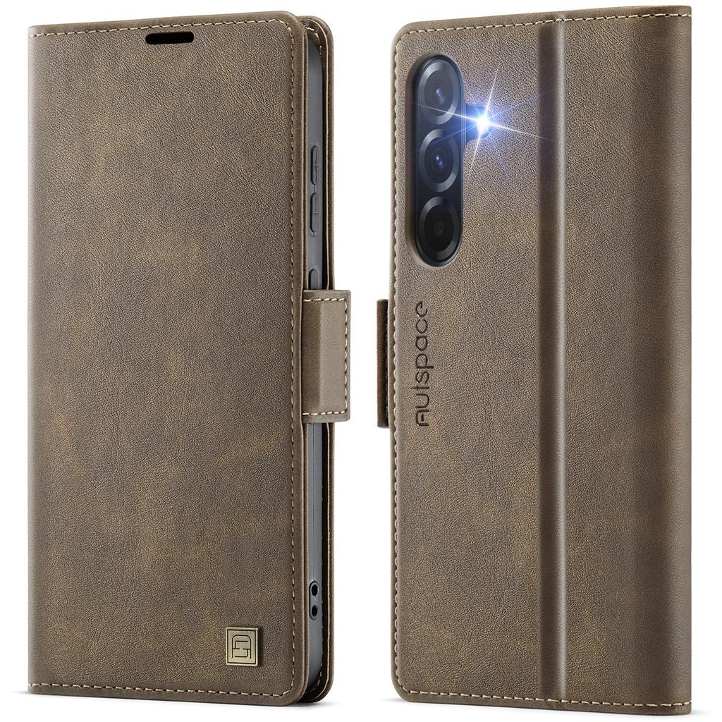 Pro Samsung Galaxy A56 5G pouzdro AUTSPACE A11 Blokování RFID Retro kožený kryt peněženky na mobil