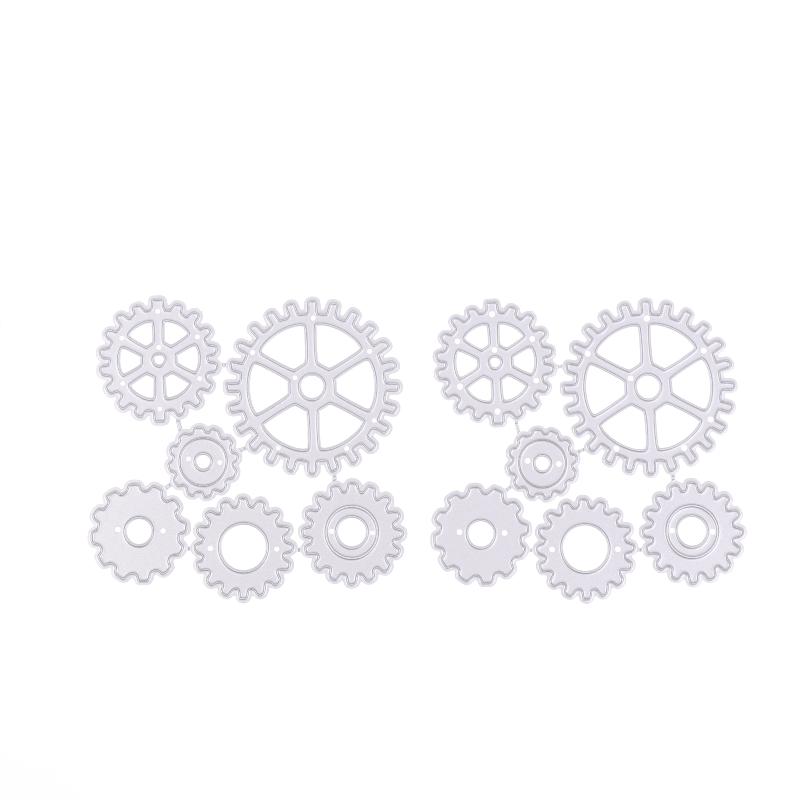 2Pcs Steampunk Gear Metal Cutting Dies For Scrapbooking Diy Clipart Photo Decoration Papercraft Cutter Die Mold Metal Stencil