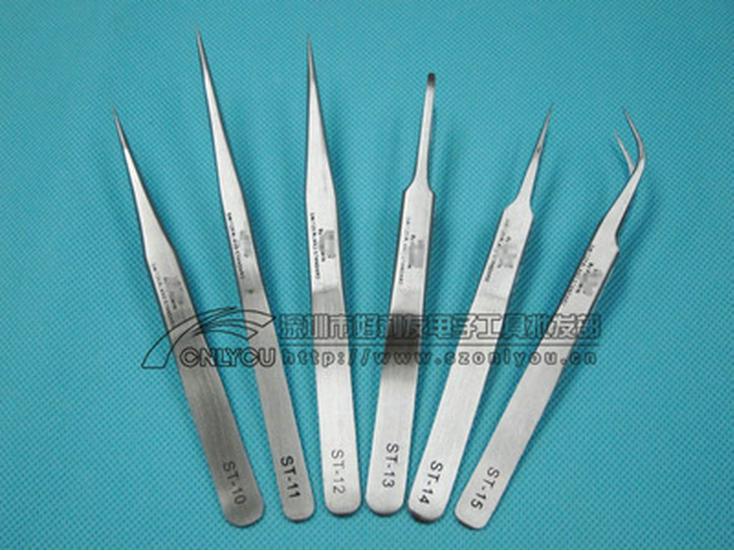 

V-brand Swiss Stainless Steel Precision Tweezers Series: ST-10, 11, 12, 13, 14, 15, 16, 17. Hardened ST-11