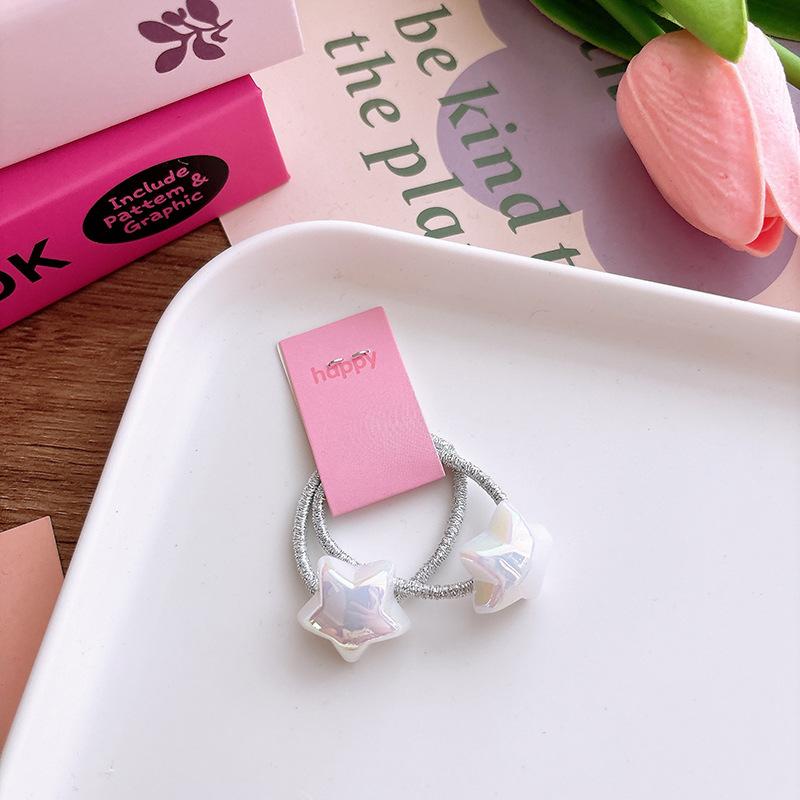 2pcs New Korean The Star Children's Hair Rope Electroplated Flower Girl Rubber Band Hair Band Girl Sweet Hair Accessories
