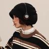 Hat Women's Autumn and Winter Wool Hat Thickened Warm Ear Protector Cold Hat Solid Color Versatile Face Small Knitted Stacking Hat