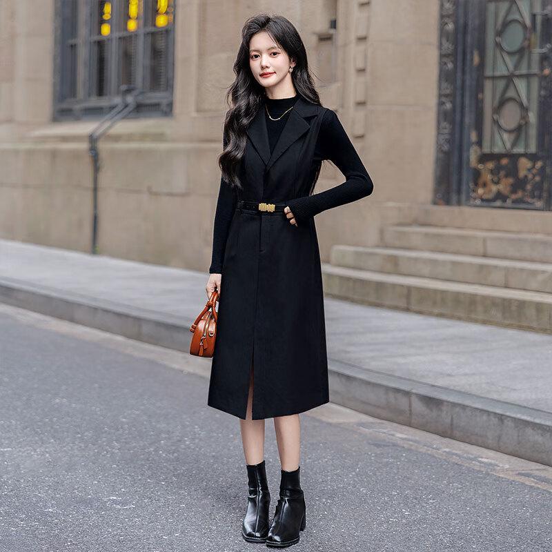 Sukienka blezerowa damska Sibaishe o średniej długości z rozcięciem