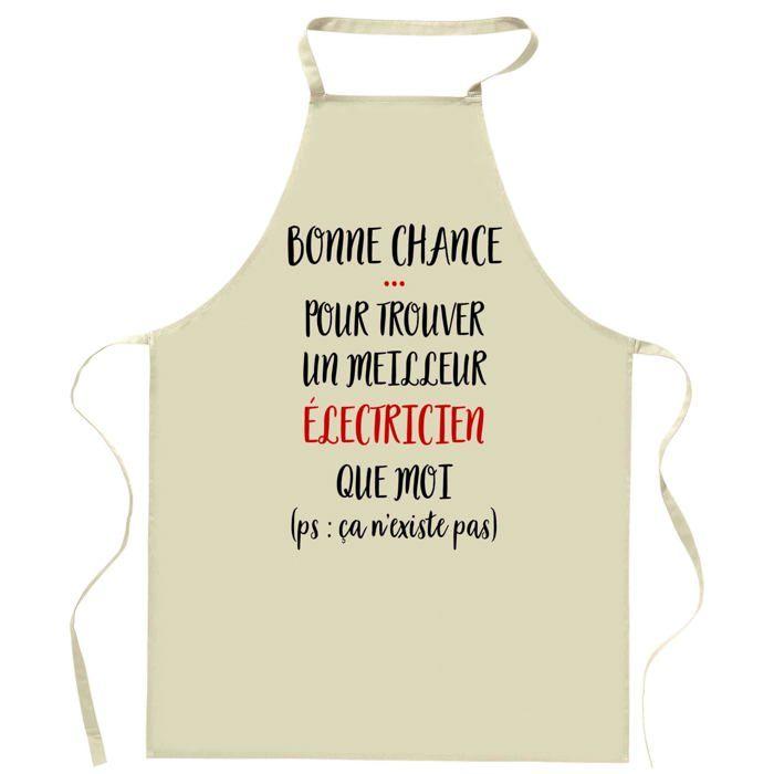 Tablier de cuisine - Electricien Ca n'existe pas - Imprimé en Bretagne - Coton résistant - Motif humour
