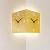 Double Sided Corner Wall Clock, Modern Decorative Art Sensor Luminous for Living Room Decor, Silent Square Digital