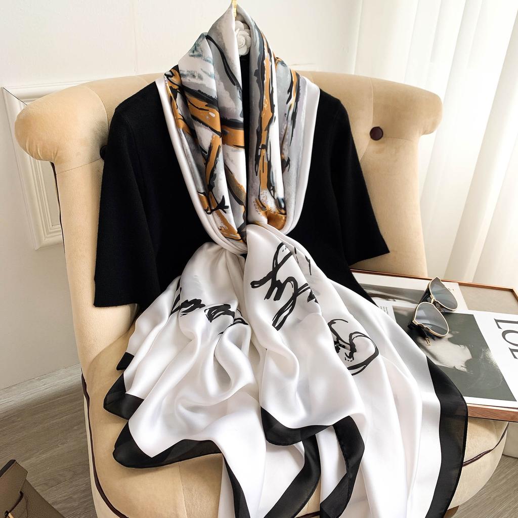 180*90cm Fashion Luxury Brand Scarf Women Shawl  Wrap Spring Muffler Hijab Bufanda Foulard Female Bandana Beach Stoles  Silk