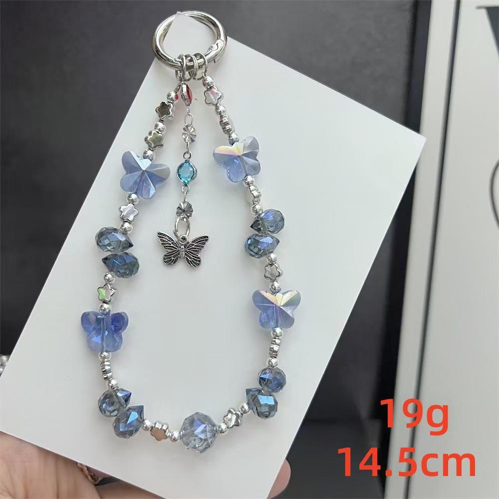 Elegant Butterfly Tassel Beaded Phone Chain and Keychain - Fashionable Bag Charm & Phone Case Accessory