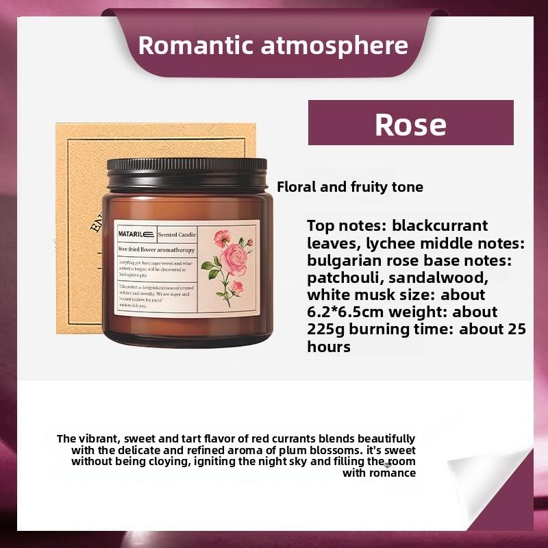 Retro Dried Flower Scented Candles, Rose Petals, Home Bedroom Plant Essential Oil, Long-lasting Fragrance, Romantic Gift