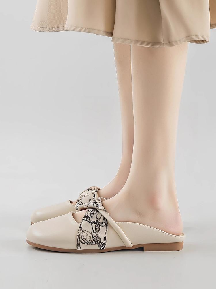 Flat-bottomed Bag Head Half Slippers Women's Shoes Wear New Summer Pregnant Women Lazy Shoes Half Tray Gentle Evening Cool Slippers