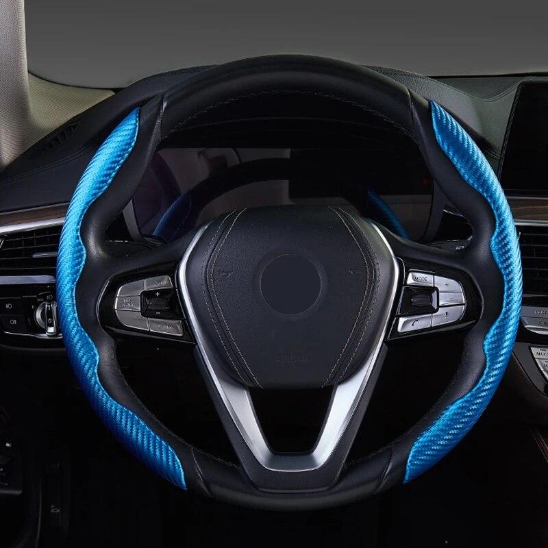 Carbon Fiber Look Universal Car Steering Wheel Booster Cover Non-Slip Interior Deocration Cover Accessories