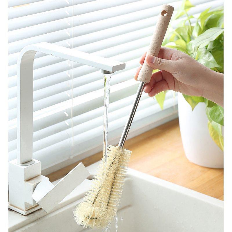 4PCS Wooden Handle Bottle Cleaning Brush Kitchen Drink Wineglass Bottle Glass Cup Cleaning Brush