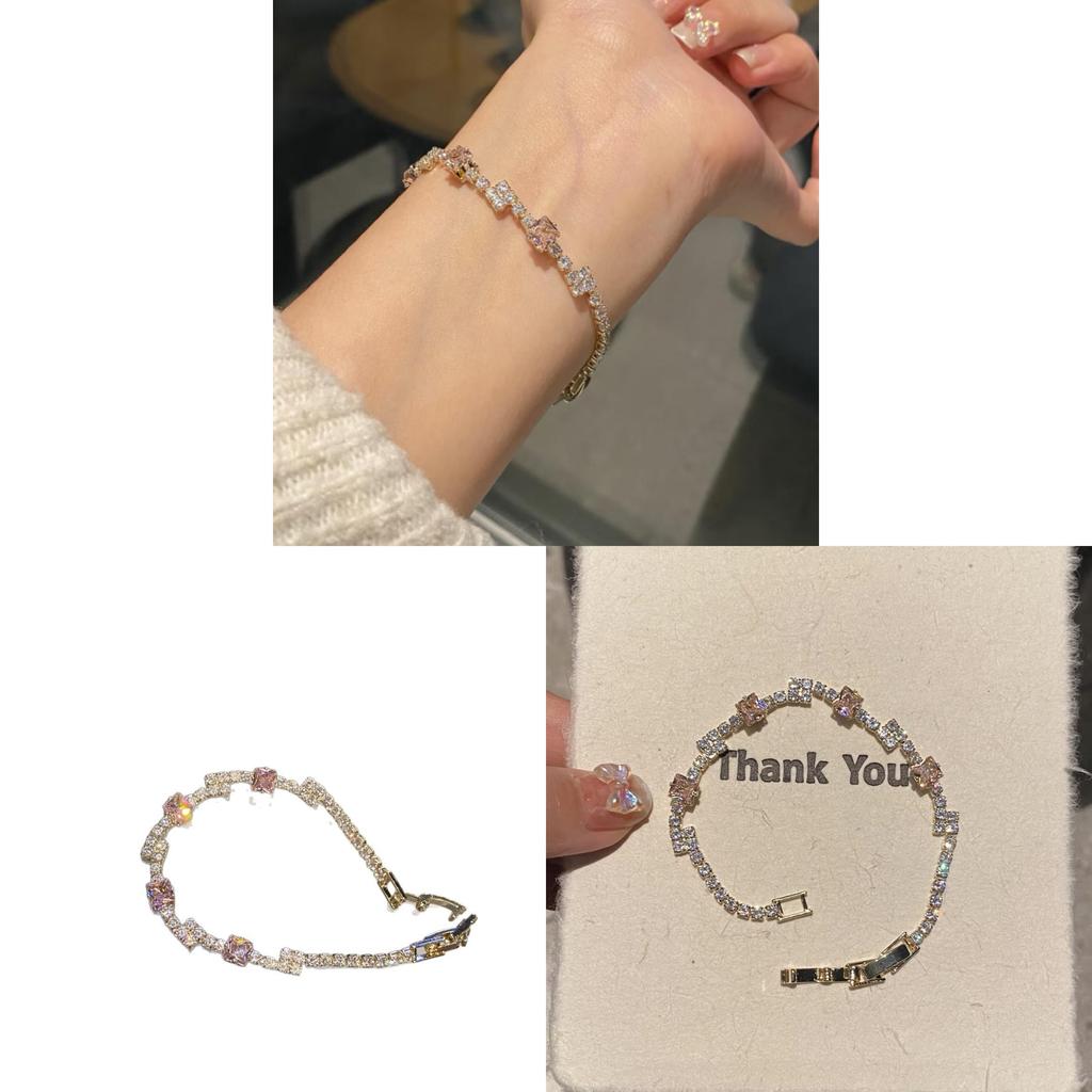 Minimalist Floral Zircon Copper Bracelet For Women With Elegant Design