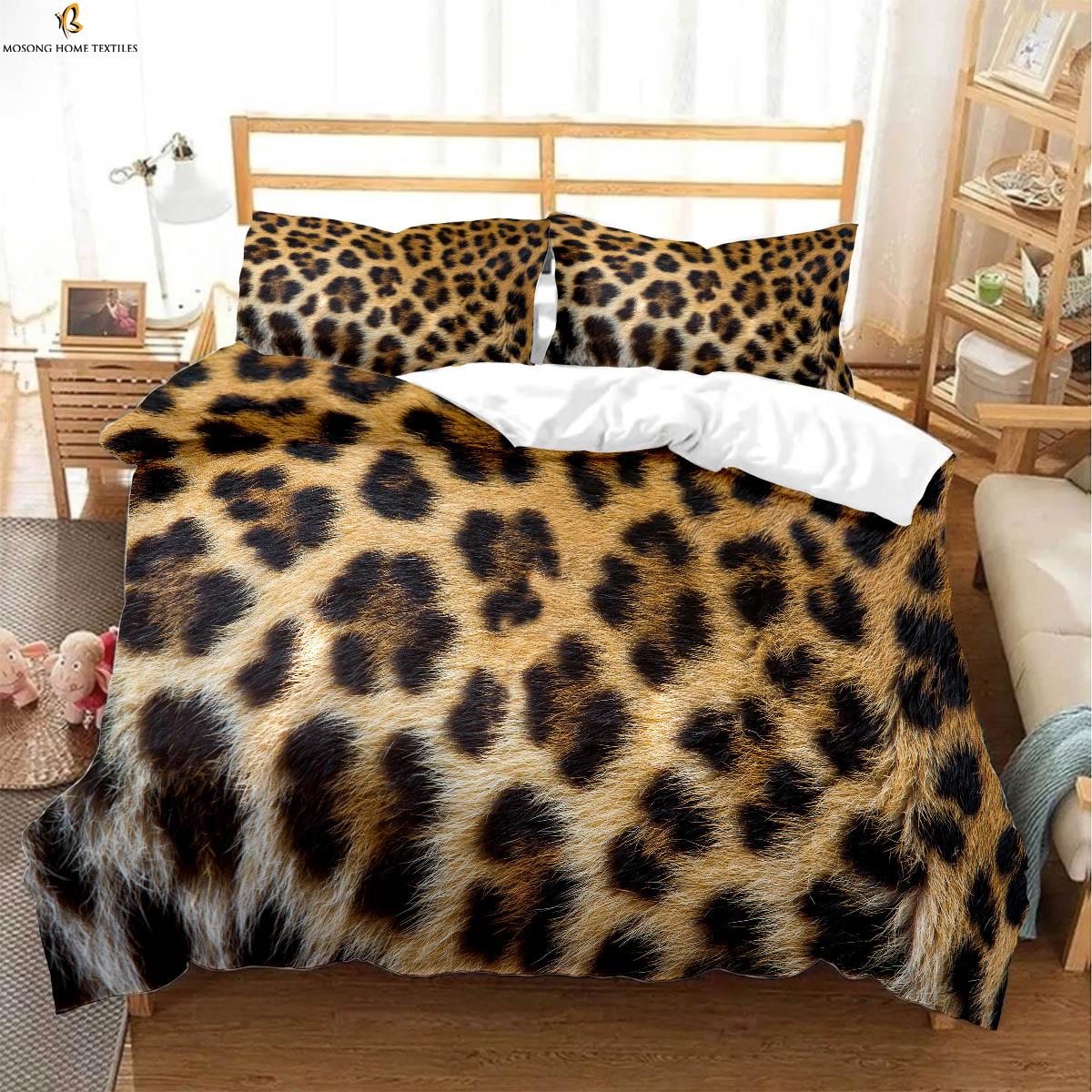 

Текстура меха леопарда с 3D-печатью, пододеяльник, комплект постельного белья, пододеяльник, наволочка, 3 предмета, 100% полиэстер, машинная стирка EU 135x200cm 2PCS