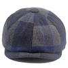 Plaid Octagonal Hat Beret Autumn Winter Men's Warm Forward Hat Wool Plaid Newsboy Hat British Female Paintsman Hat