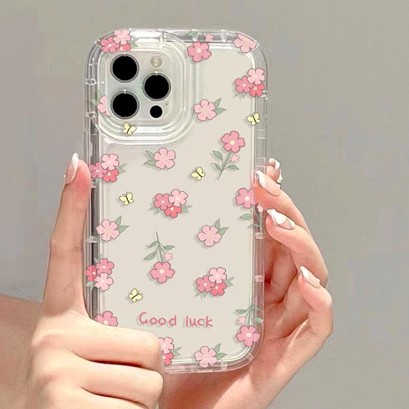 Silicone Transparent Phone Case For iPhone 11 16 13 15 Pro Max 14 12 XS X XR 7 8 Plus SE 16promax Shockproof Flower Funda Cover