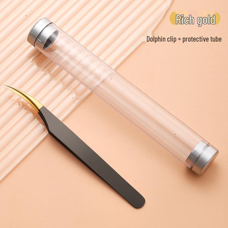 Stainless Steel Black Gold Feather Dolphin Tweezers for Beauty and Manicure