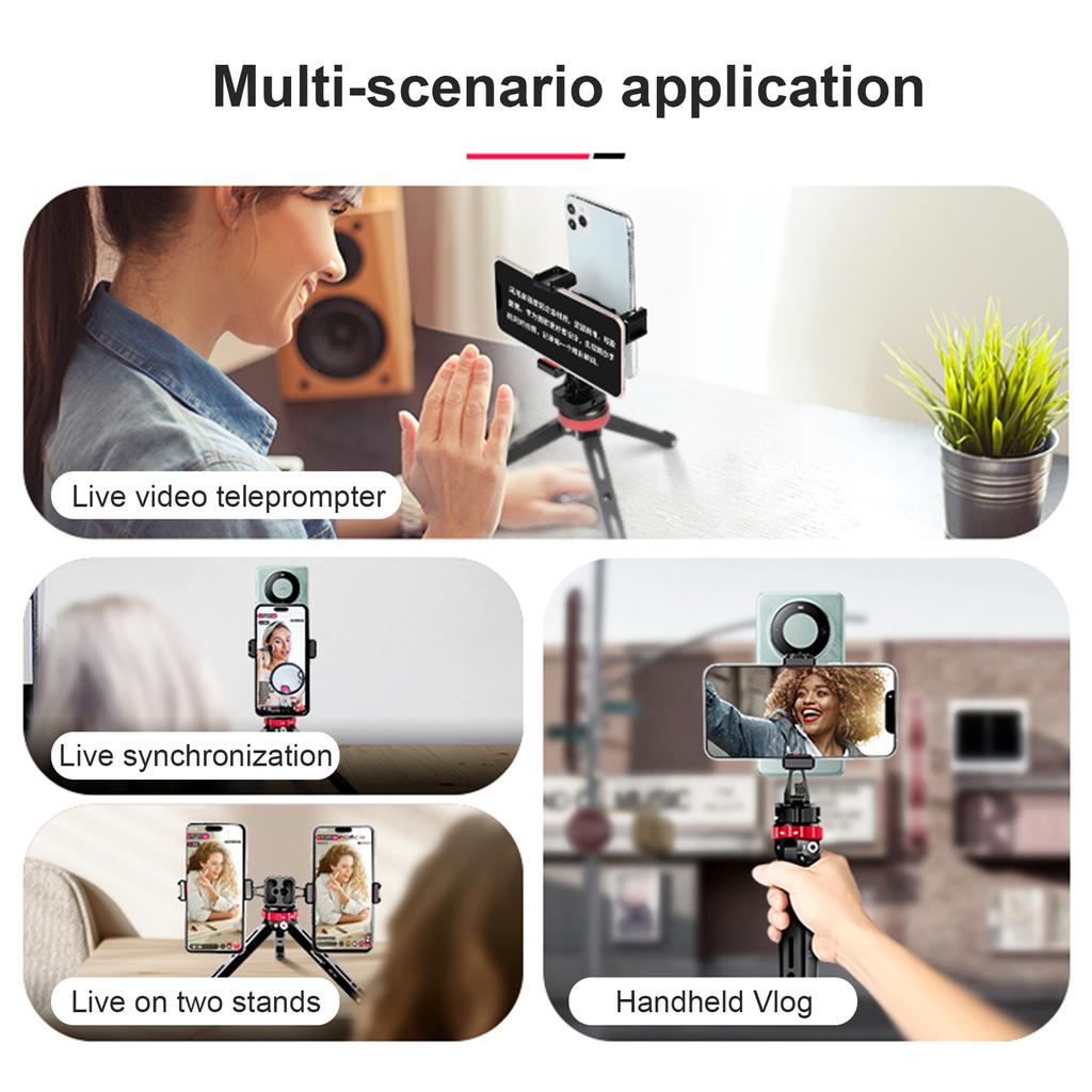 Portable Phone Tripod Mount Metal Phone Mount for Tripod with Dual Phone Holder Cold Shoe Mounts