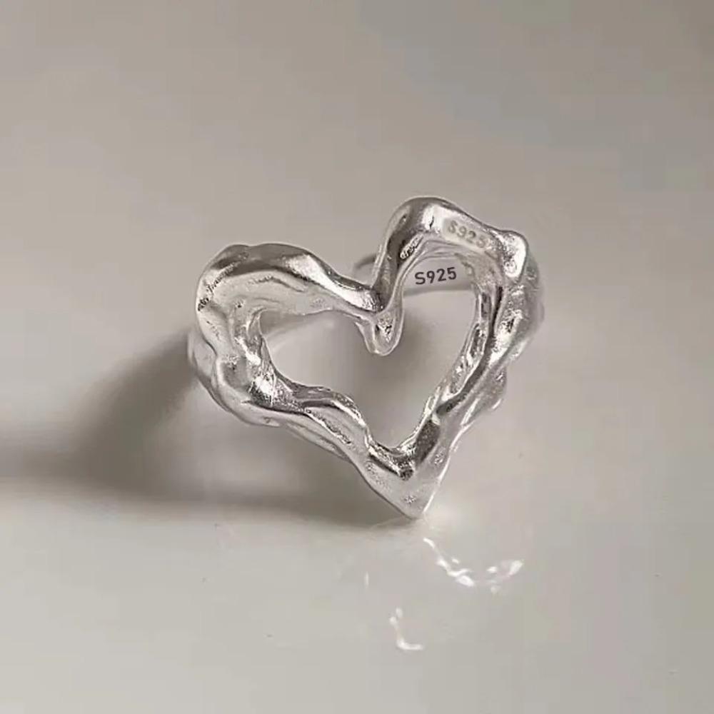 925 Silver Flower Ring for Women Hollow Out Design Retro Hip Hop Jewelry Gift Party Dropship