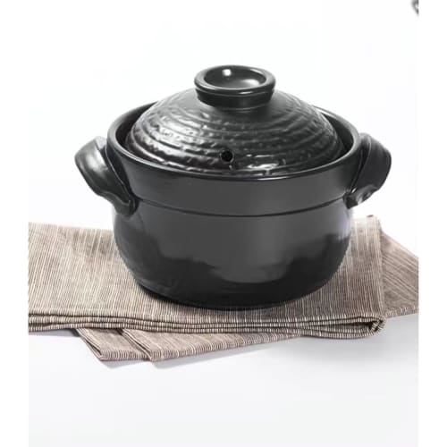 

kxzlhaa Rice Cooker, Earthenware Pot, 3-Cup Capacity, Direct Heat Compatible - Banko Ware Double-Lid Rice Cooker, 3-Cup Capacity, Black Glazed Metal,