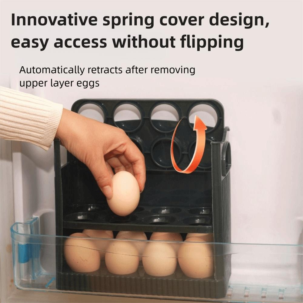 Selbstklappbarer Kühlschrank-Seitenwand-Eierhalter Dreischichtig mit Timer-Skala Eieraufbewahrungsbox Platzsparend Eierablage Küche