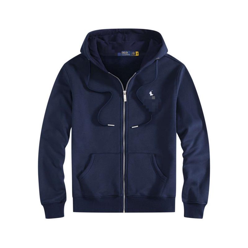Herren Velours Polo Hoodie Set mit gesticktem Pferde-Logo