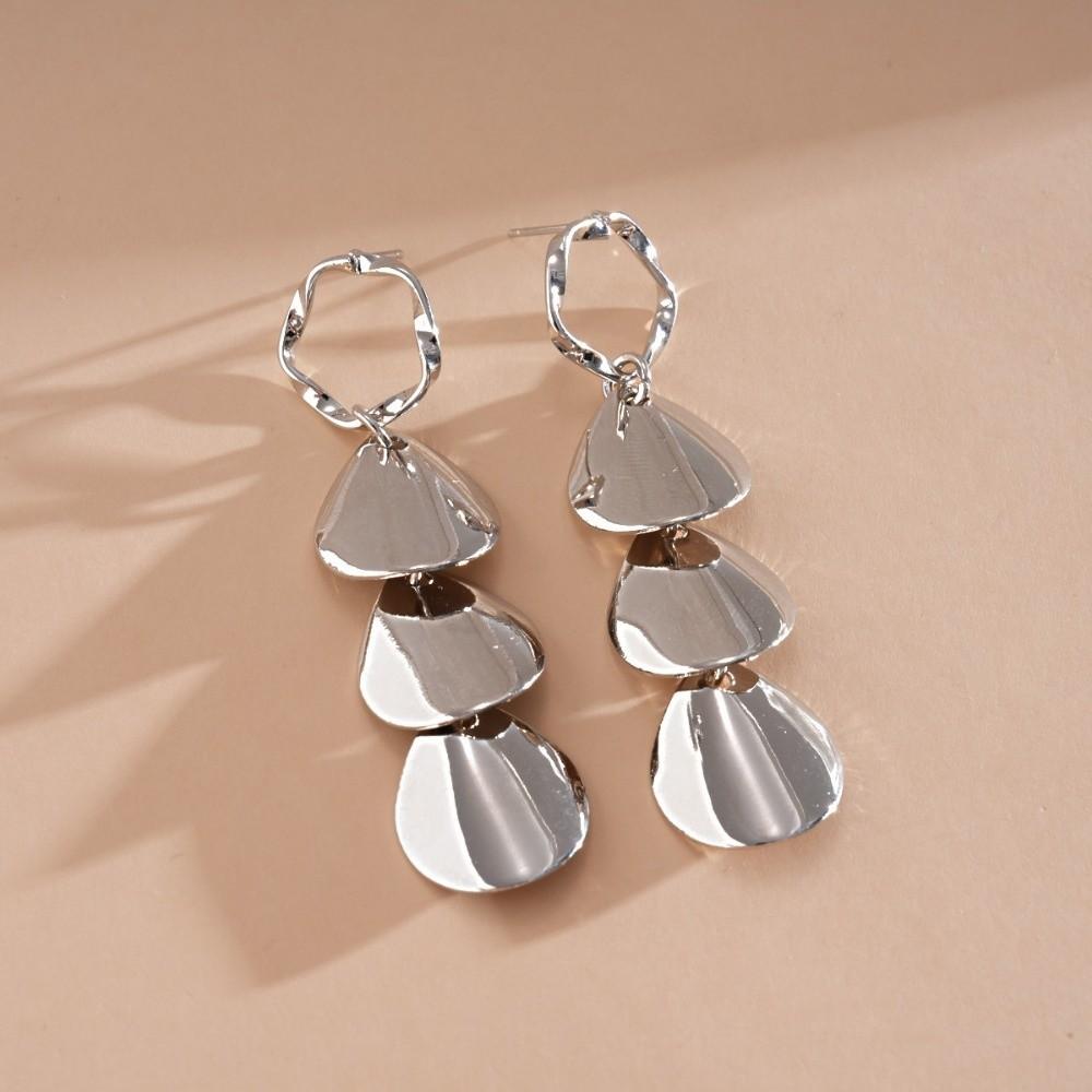 Round Metal Drop Earrings Gift Accessories Ear Pendant Circular Tassel Earrings  Women