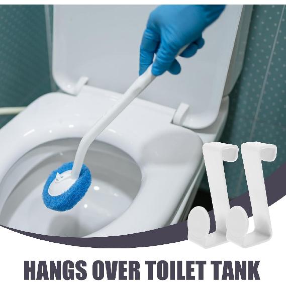 Housoutil 2PCS Z-Shaped Hooks for Toilet Seat, Potty Hook Toilet Tank Hooks, Plastic Hanging Hooks for Home Storage Bathroom, Kitchen, White