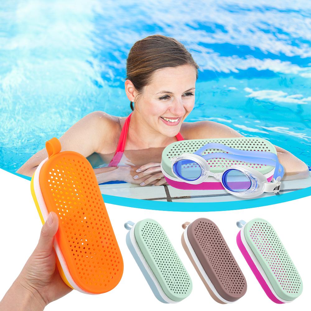 1Pcs Dual-Sided Zipper Swimming Goggles Storage Box Silicone Breathable Sun Glasses Protection Box Large Capacity Portable