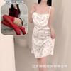 Crispy new Internet celebrity explosion sexy women's pajamas advanced feeling ice silk summer pure desire wind small floral suspender nightdress