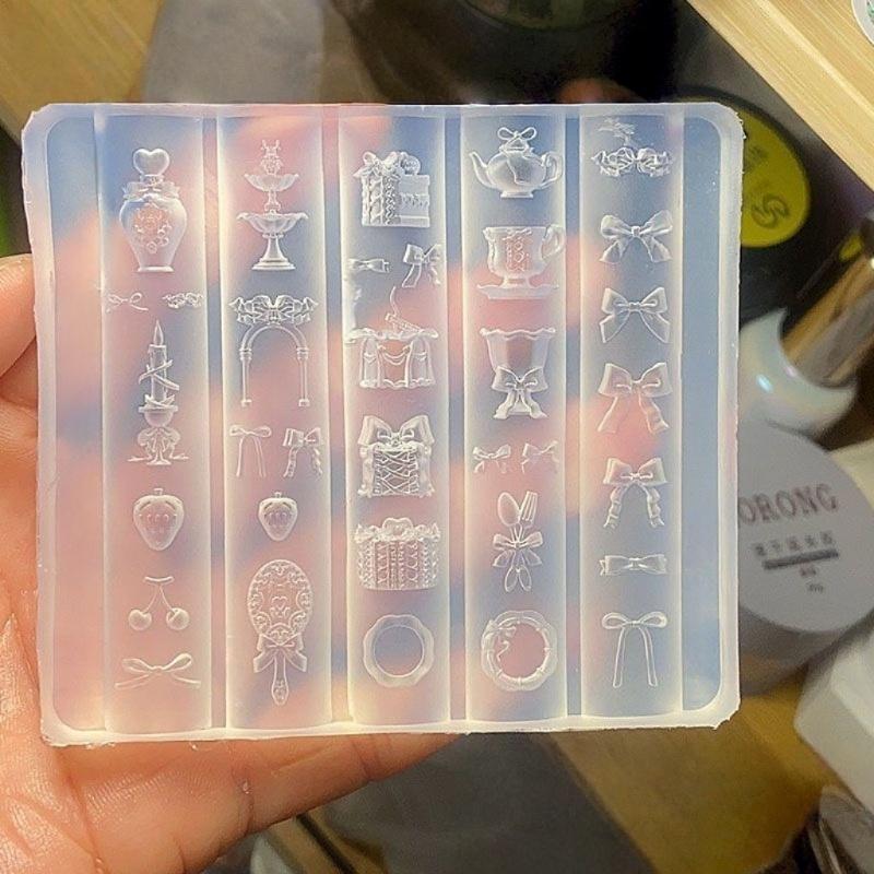 3D Fruit Silicone Nail Mold Sweet Flower Petals DIY Design Manicure Template Carving Nail Art Stencil Soft Stamping Mold Tools