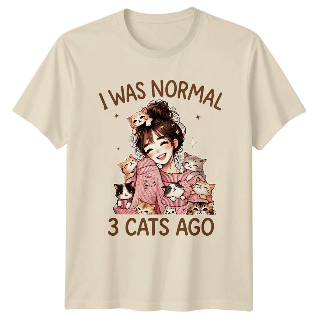 I Was Normal 3 Cats Ago Cat Lover Mens T-Shirt Womens Tee Graphic Top
