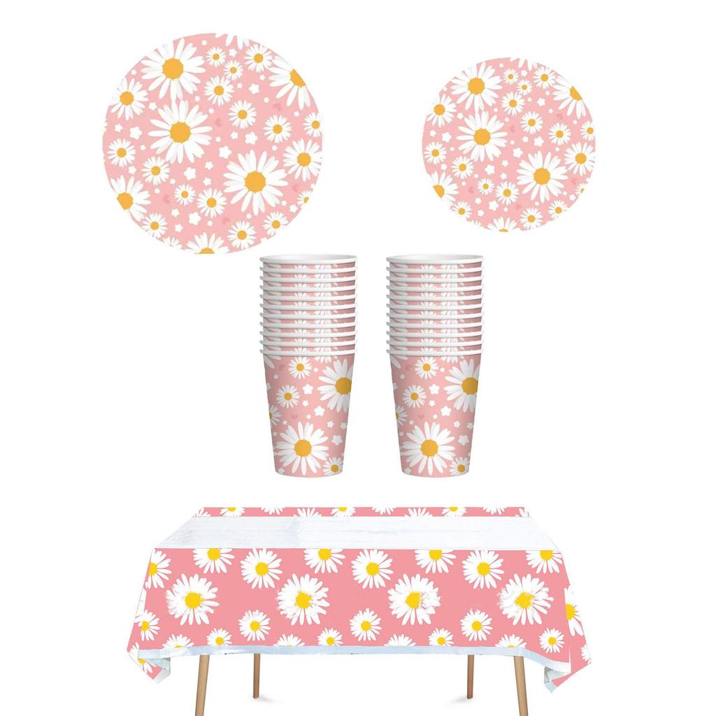 Small Daisy Disposable Tableware for Birthday Party Decorations