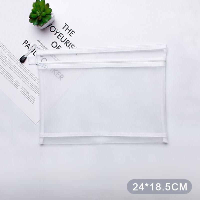A4 A5 A6 Portable Double-Layer Mesh Zipper File Bag Transparent Student Test Paper Data Storage Bag Office Files Stationery