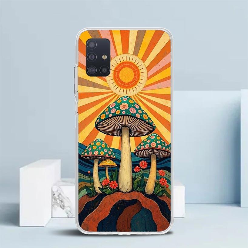Boho Hippy Mushroom Sunrise Soft Cover for Samsung Galaxy A12 A22 A32 A52 A72 A02S Phone Case Note 20 Ultra 10 S10 Plus A51 A71