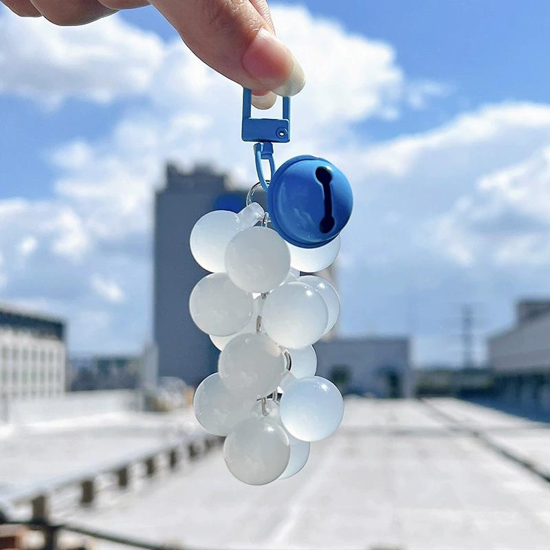 WTEMPO UV Color Changing Grape Keychains Bags Charm Keychain Cute Keychains Car Decor Fruit Purse Charm Personalizing Accessories