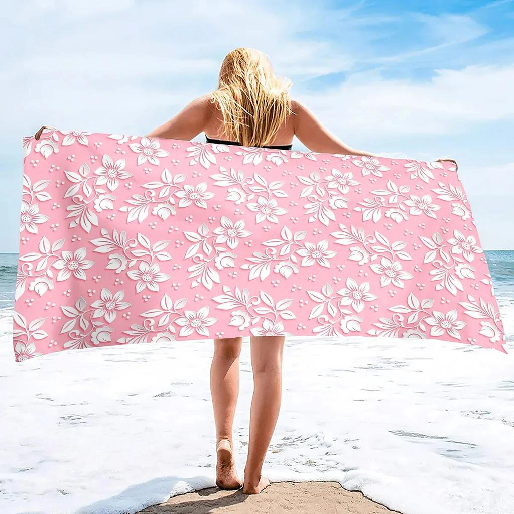 Botanical Floral Beach Towel Microfiber Vintage Flower Bath Towel for Sport Swim Quick Dry Kitchen Hand Towels Bikini Cover Up