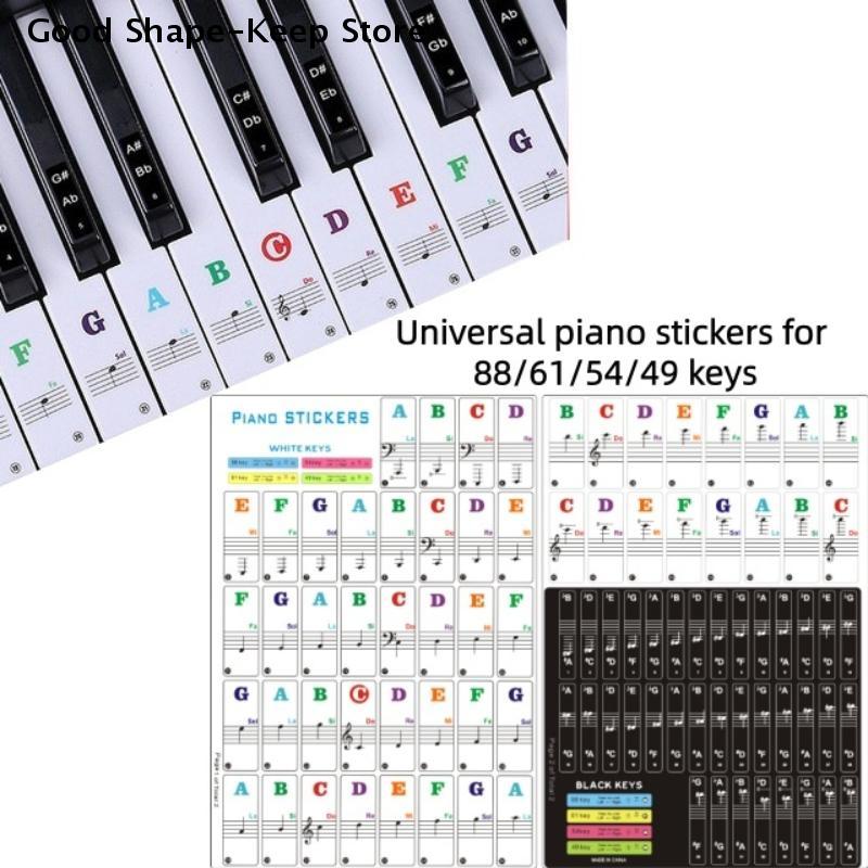 1 Conjunto de Adesivos de Piano com Letras para Iniciantes 88/61/54/49 Teclas Com Etiquetas Coloridas Removíveis para Notas Adesivos de Teclado de Piano