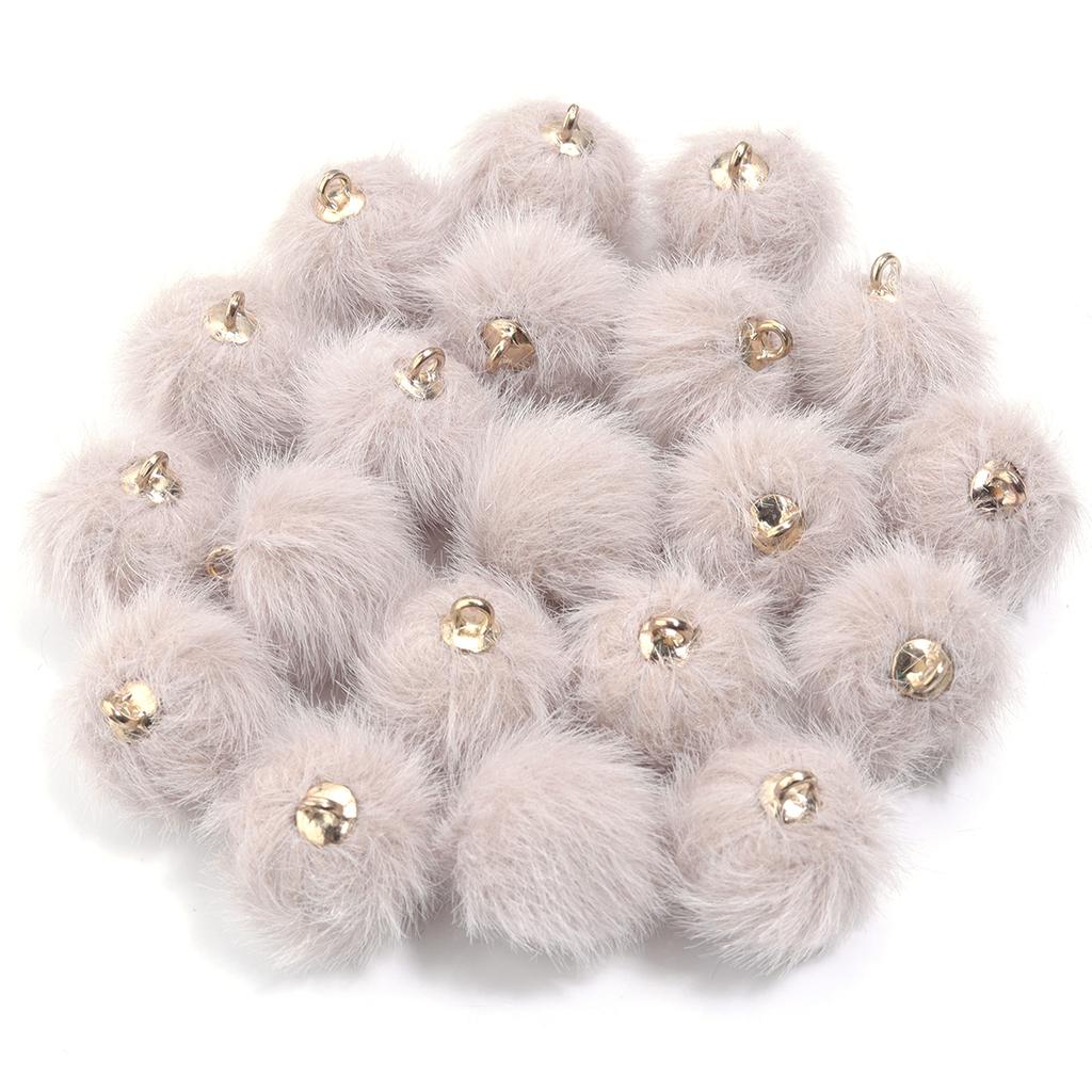 20pcs 16mm Plush Fur Covered Ball Beads Charms Cute Pompom Charms For Jewelry Making DIY Bracelets Necklace Earrings Accessories