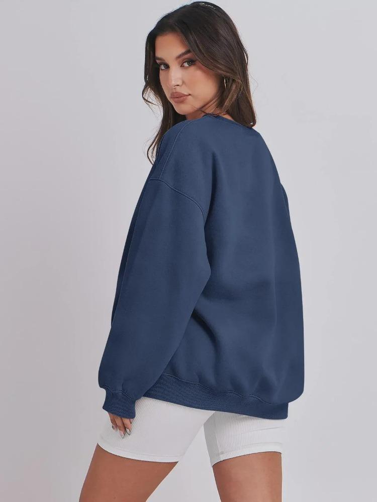 Autumn Winter Women Loose Velvet Sweatshirt Fashion Solid Color Top
