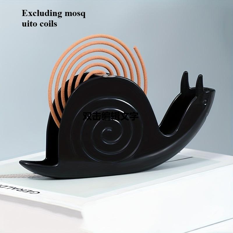 Snail-Shaped Incense Holder - Creative & Cute Home Decor, Fireproof Plastic Mosquito Coil Tray in Black or White, Home Decor