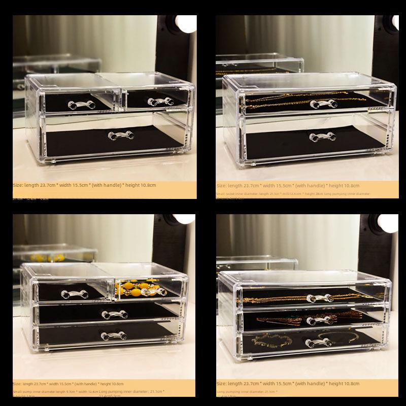 Clear Acrylic Jewelry and Skincare Organizer - Dustproof, Extra Large Storage with Drawers