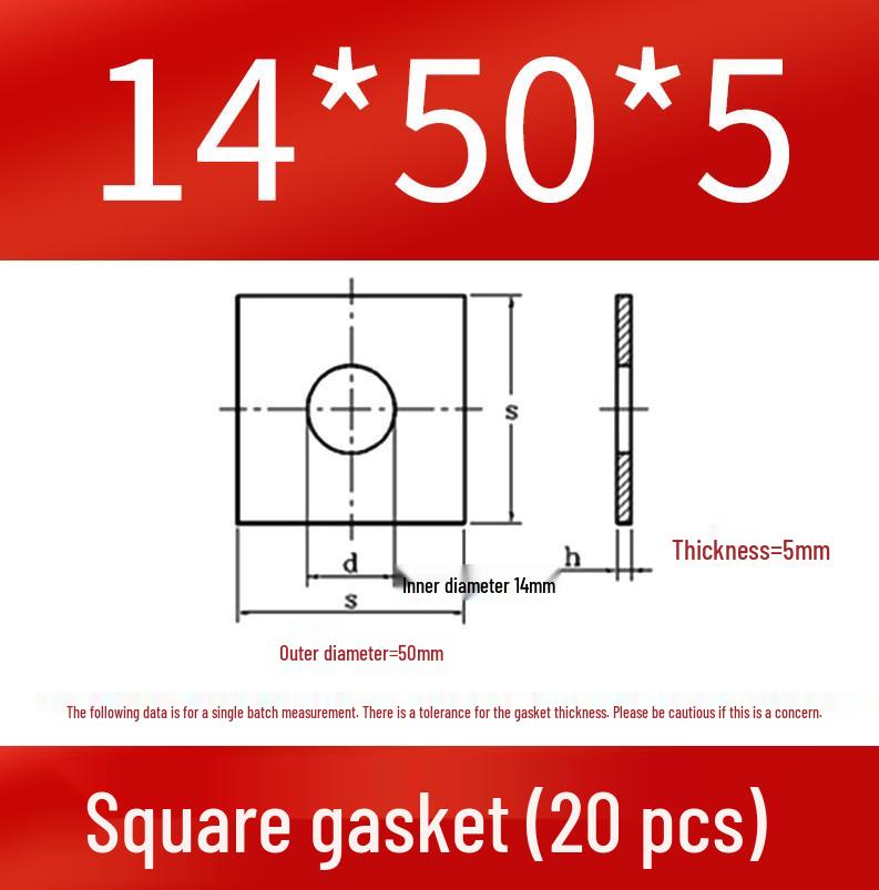 Thick Galvanized Square Iron Washer with Hole for M6-M24 Curtain Wall Use