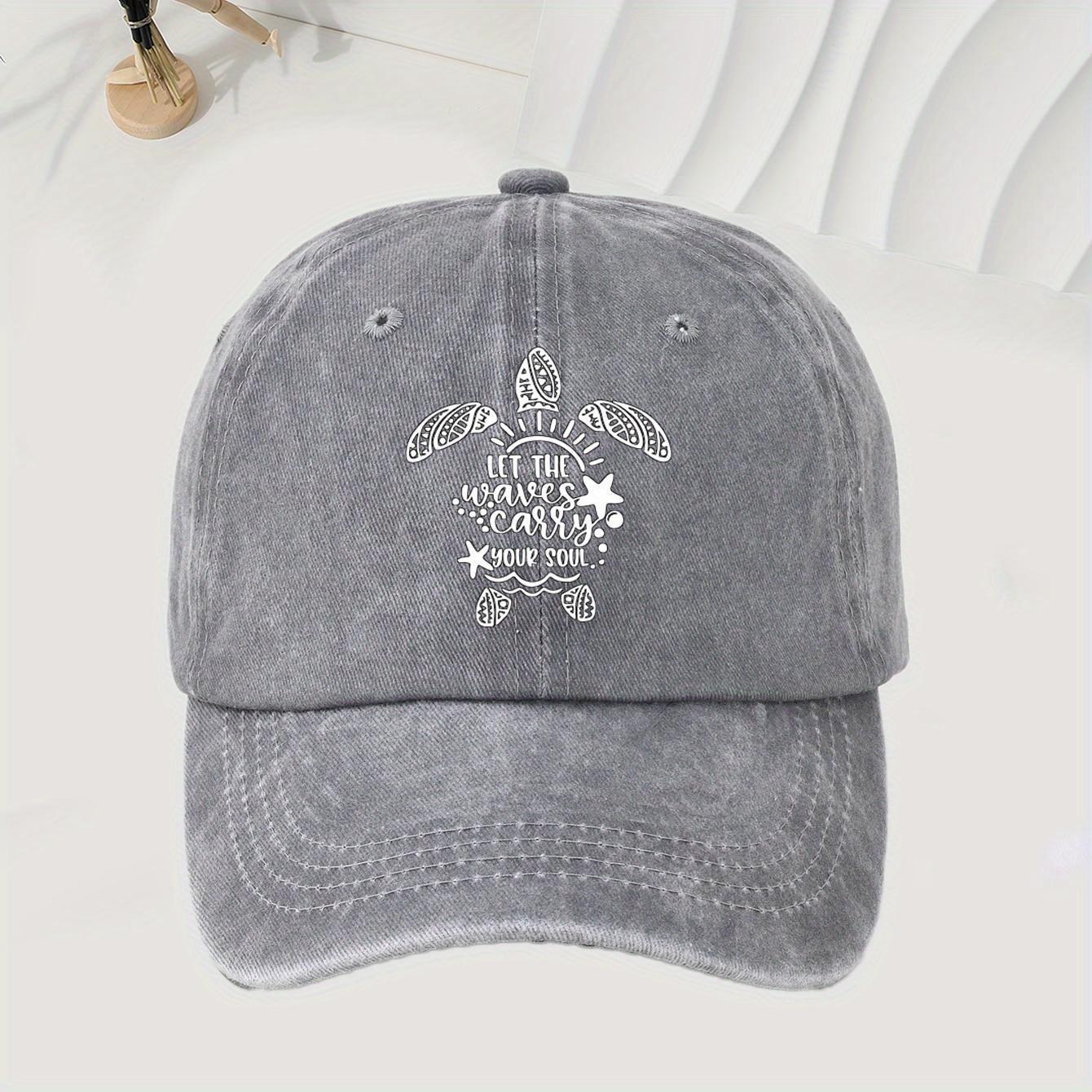 

Turtle print baseball cap with retro washed style, adjustable unisex, ideal accessory for outdoor activities Adjustable