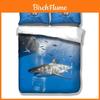 Luxuriöse 3D-Haifisch-Bettwäsche mit Kissenbezügen Meeresbewohner Bettwäsche-Set Neu
